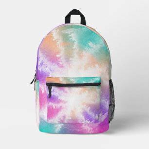 Tie Dye Pastel Watercolor Pink Orange Teal Purple Printed Backpack