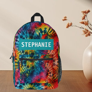Tie Dye Pattern Colourful Personalised Printed Backpack