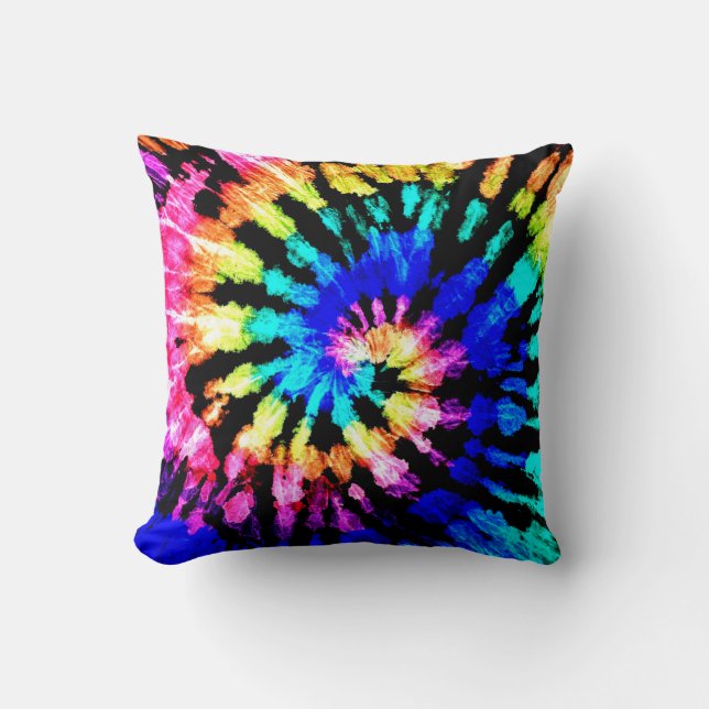 Tie dye pattern. Hand drawn rainbow shibori. Ink t Cushion (Front)