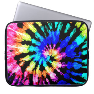 Tie dye pattern. Hand drawn rainbow shibori. Ink t Laptop Sleeve
