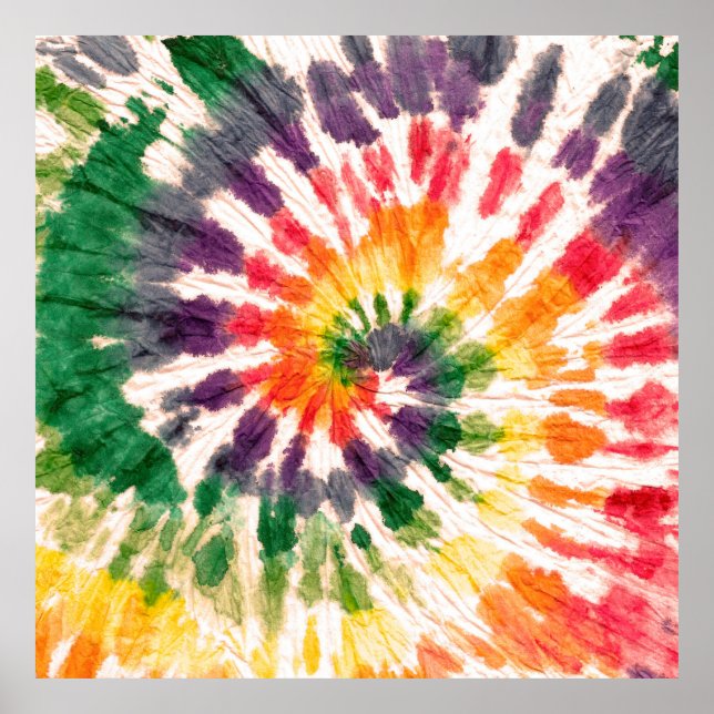 Tie dye pattern. Hand drawn rainbow shibori. Ink t Poster (Front)