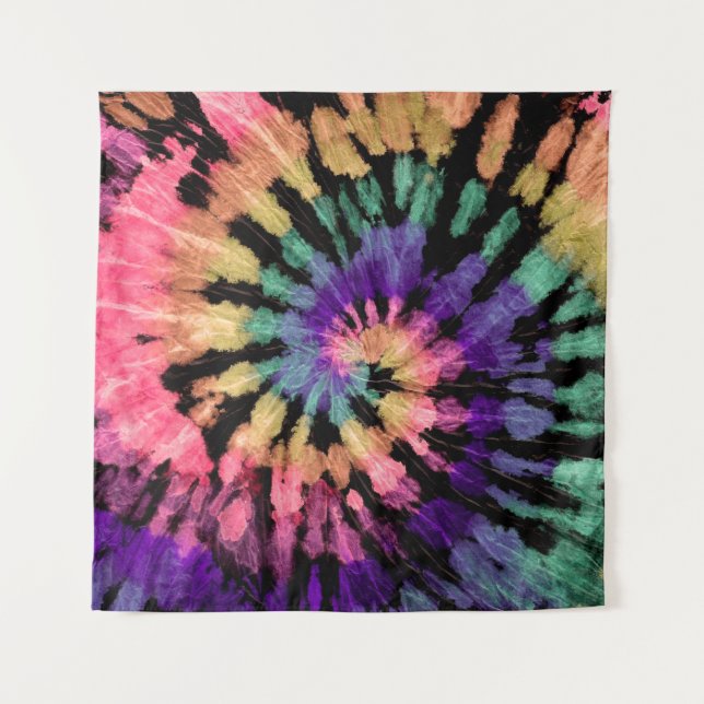 Tie dye pattern. Hand drawn rainbow shibori. Ink t Tapestry (Front)