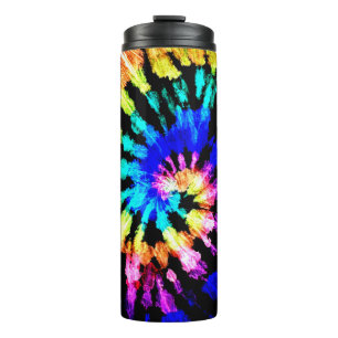 Tie dye pattern. Hand drawn rainbow shibori. Ink t Thermal Tumbler