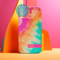 Tie Dye Pattern Hot Pink Orange Teal - custom name