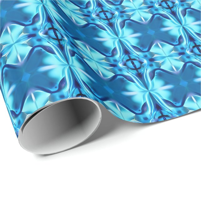 Tie Dye Pattern in Indigo and Ice Blue Wrapping Paper (Roll Corner)