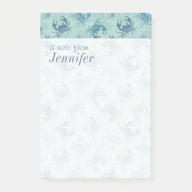 Tie Dye Pattern Of Crabs | Add Your Name Post-it Notes (Front)