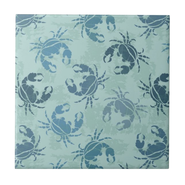 Tie Dye Pattern Of Crabs Tile (Front)