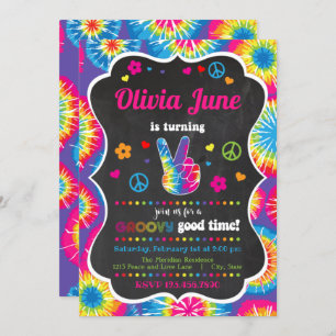 Tie Dye Peace 2nd Birthday Invitation
