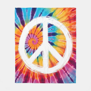  Tie-Dye Peace Fleece Blanket