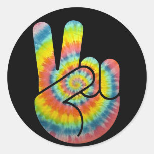 Tie Dye Peace Hand Classic Round Sticker