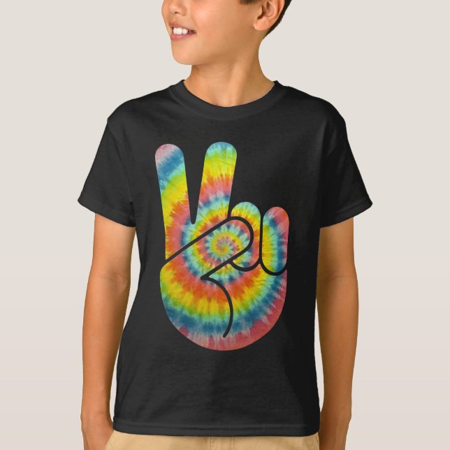 Tie Dye Peace Hand T-Shirt (Front)