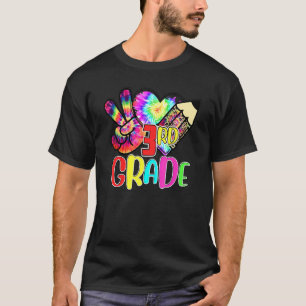 Tie Dye Peace Love 3rd Grade Teacher Student Back T-Shirt