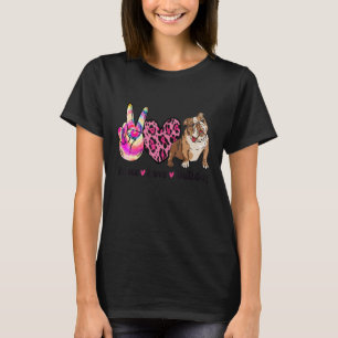 Tie Dye Peace Love Leopard Print English Bulldog D T-Shirt