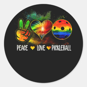 Tie Dye Peace Love Pickleball Pickleball Lover Classic Round Sticker