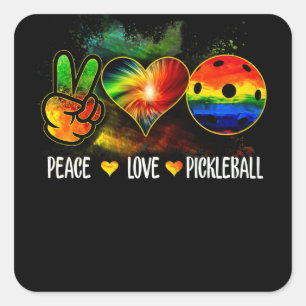 Tie Dye Peace Love Pickleball Pickleball Lover Square Sticker