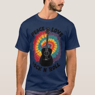 Tie Dye Peace Love Rock N Roll Guitar funny boy T-Shirt