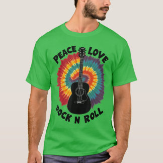 Tie Dye Peace Love Rock N Roll Guitar funny boy T-Shirt