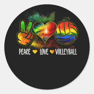 Tie Dye Peace Love Volleyball Volleyball Lover Classic Round Sticker