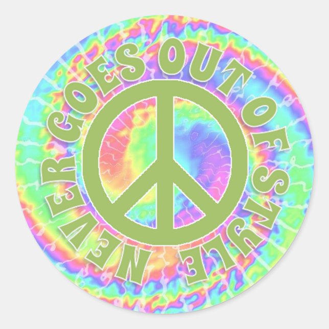 Tie dye Peace never goes out of style on Classic Round Sticker (Front)