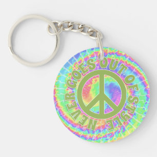 Tie dye Peace never goes out of style on Key Ring