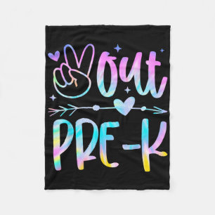 Tie Dye Peace Out Pre-k Happy Last Day Of School P Fleece Blanket