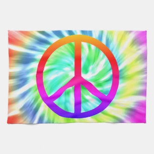 Tie Dye Peace Sign Design Kitchen Towel