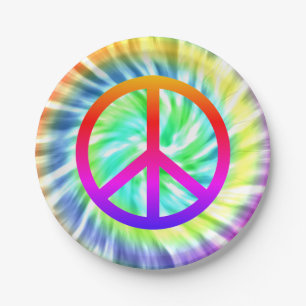 Tie Dye Peace Sign Design Paper Plate