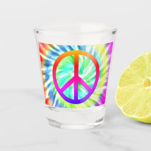 Tie Dye Peace Sign Design Shot Glass