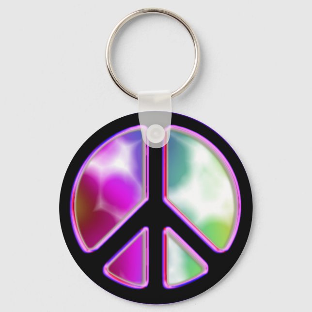 Tie Dye Peace Sign Designs Key Ring (Front)