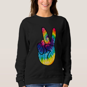 Tie Dye Peace Sign Hand Hippies V 1 Sweatshirt