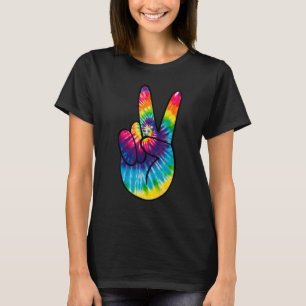 Tie Dye Peace Sign Hand  Hippies V   4 T-Shirt