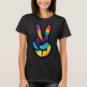 Tie Dye Peace Sign Hand Hippies V s 4 T-Shirt