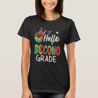 Tie Dye Peace Sign Hello 2nd Grade First Day Of Sc T-Shirt