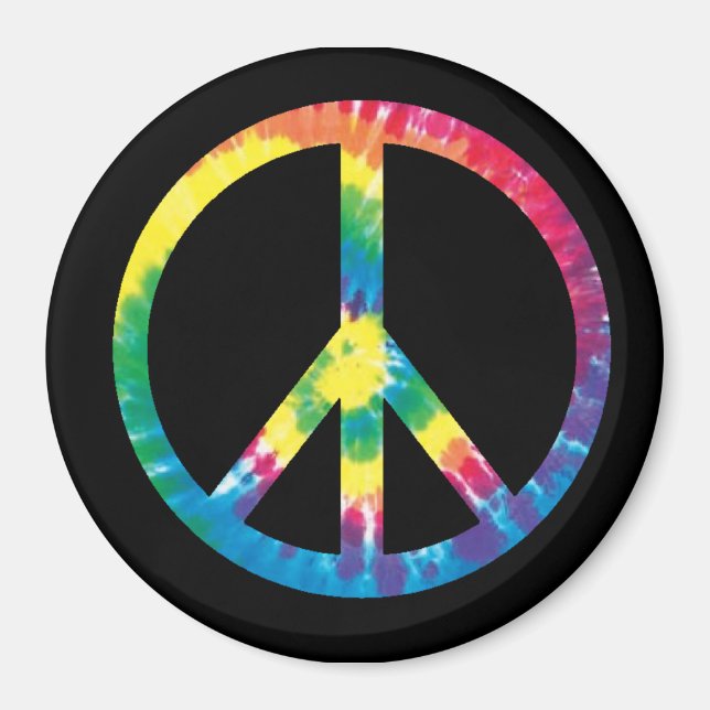 Tie dye peace sign magnet (Front)
