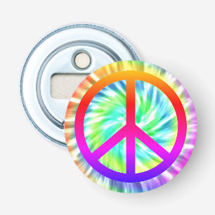 Tie Dye Peace Sign Magnet Backed Bottle Opener