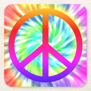 Tie Dye Peace Sign Pub Board Coaster