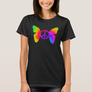 Tie Dye Peace Sign Symbol Butterfly Retro 60s 70s T-Shirt