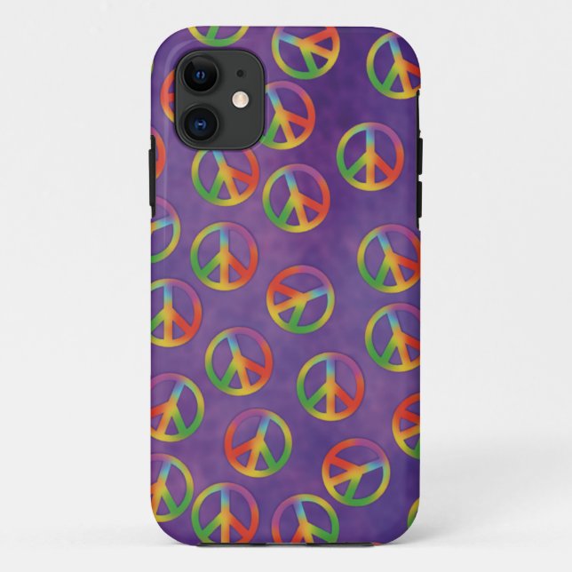 Tie Dye Peace Signs On Purple Case-Mate iPhone Case (Back)