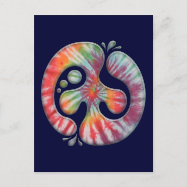 Tie-Dye Peace Spill Postcard (Front)