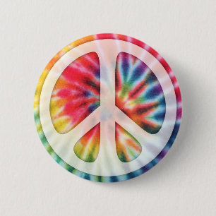 Tie-Dye Peace Symbol 6 Cm Round Badge