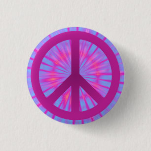 Tie Dye Peace Symbol Button