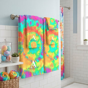 Tie dye personalised  bath towel set