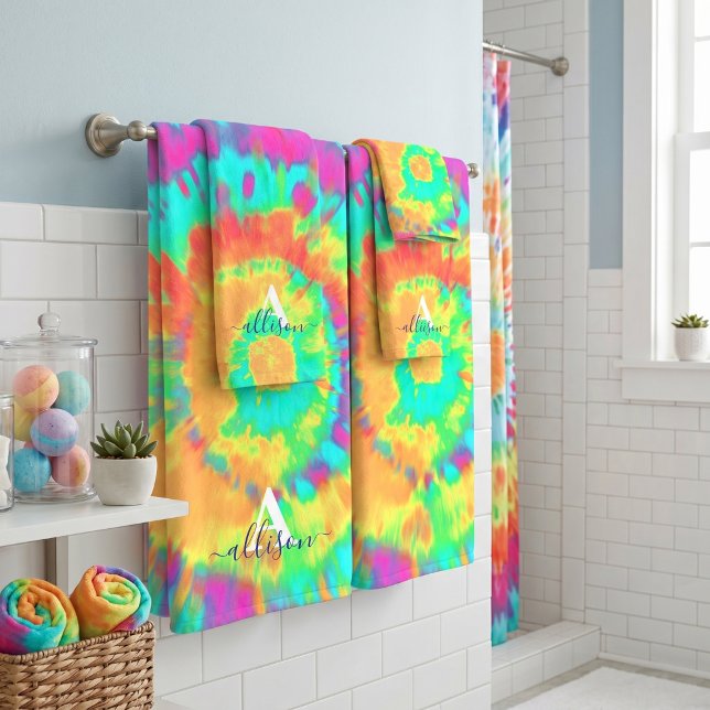 Tie dye personalised  bath towel set (Creator Uploaded)