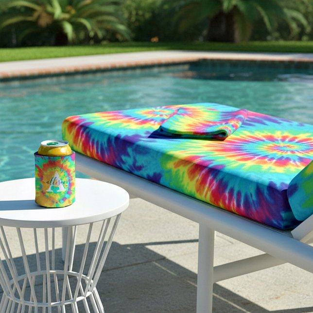 Tie dye personalised  can cooler (Creator Uploaded)