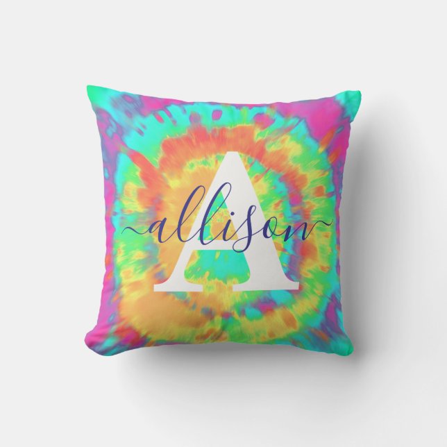 Tie dye personalised cushion (Front)