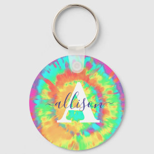 Tie dye personalised key ring