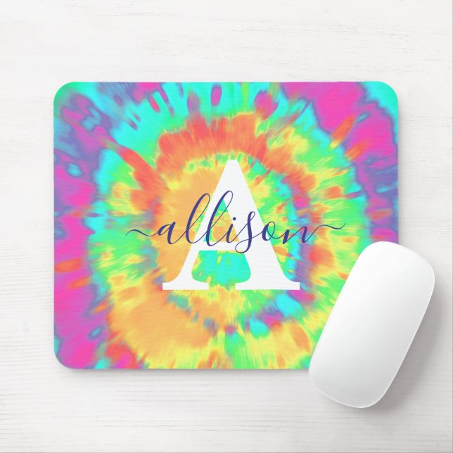 Tie dye personalised  mouse mat (With Mouse)