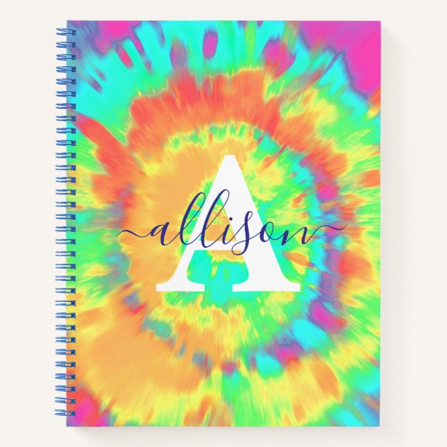 Tie dye personalised  notebook (Front)