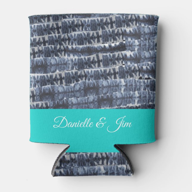 Tie-Dye personalised Wedding Party Gift Can Cooler (Front)