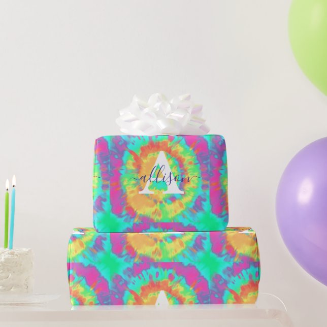 Tie dye personalised  wrapping paper (Party Gifts)
